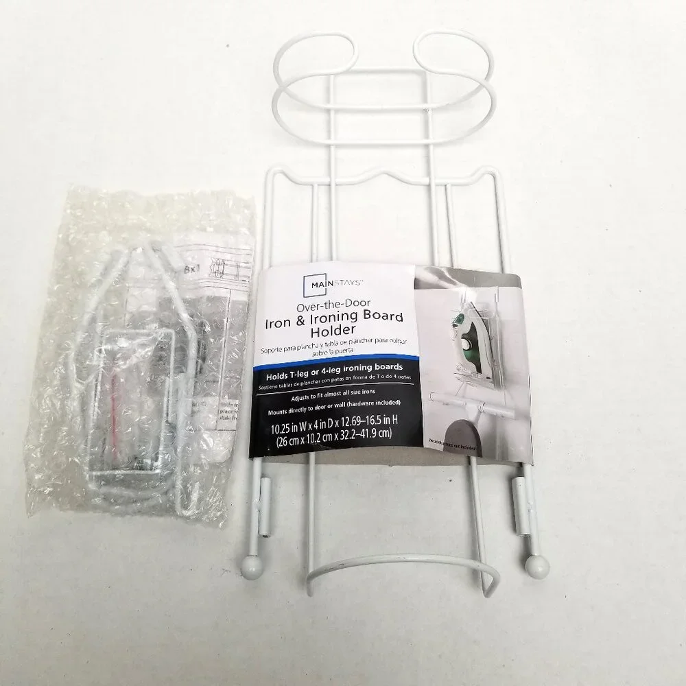 Mainstays Over Door Iron Ironing Board Holder White Steel Adjustable Storage NEW